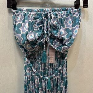 Tiare Hawaii Blue and White Patterned Dress